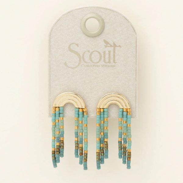 Scout Chromacolor Miyuki Rainbow Fringe Earring - Turquoise/Mint/Gold