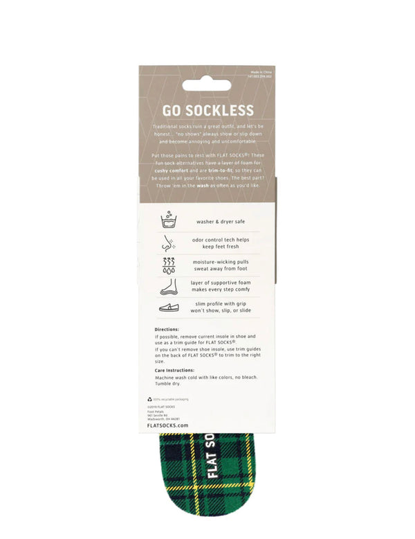 Flat Socks - Green Plaid