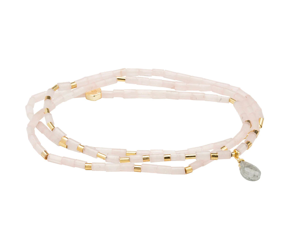 Scout Teardrop Stone Wrap Rose Quartz / Labradorite - Stone Of Love - The Boutique at Fresh