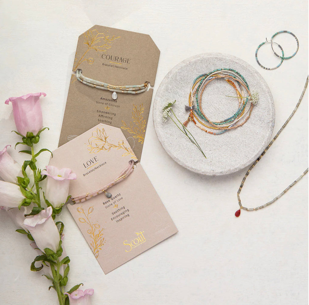 Scout Teardrop Stone Wrap Rose Quartz / Labradorite - Stone Of Love - The Boutique at Fresh
