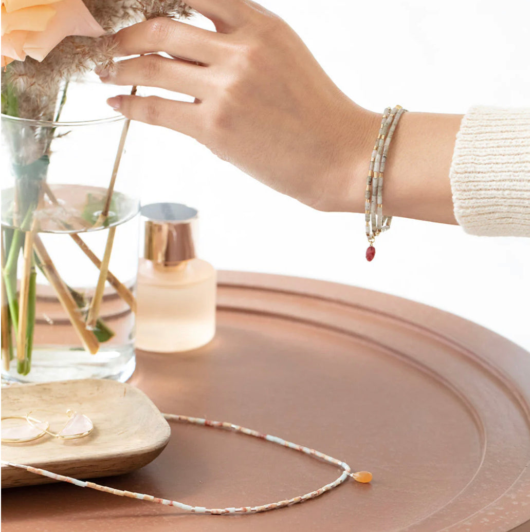 Scout Teardrop Stone Wrap Rose Quartz / Labradorite - Stone Of Love - The Boutique at Fresh