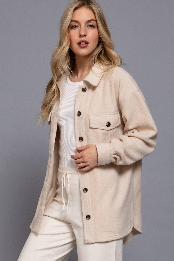 Long Sleeve Notched Collar Fleece Jacket