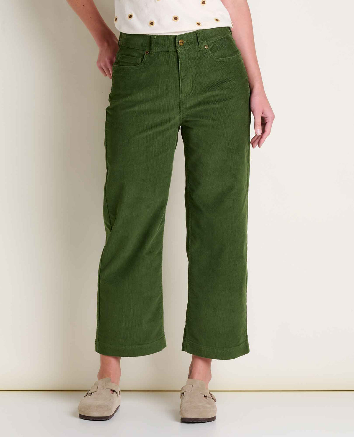 Women's Coaster Cord Wide Leg Pant -  Epidote
