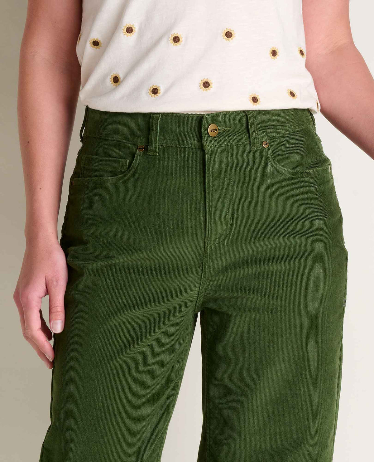 Women's Coaster Cord Wide Leg Pant -  Epidote