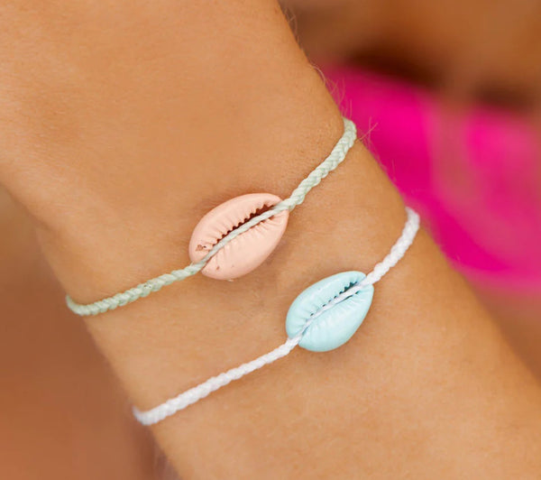 Pura Vida Candy Blue Cowrie Bracelet White