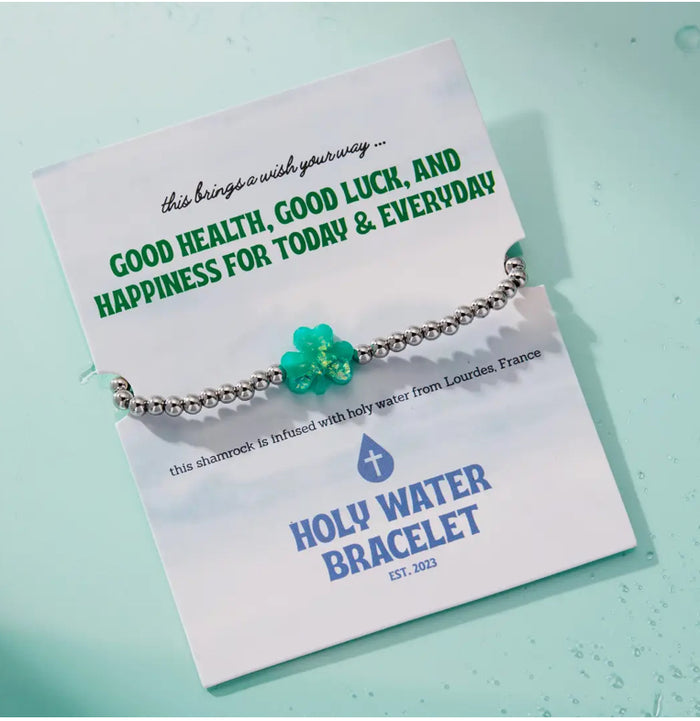 Holy Water Lucky Shamrock Bracelet in Silver