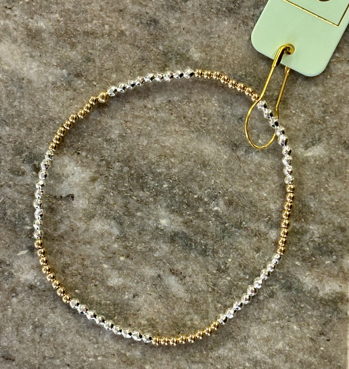 Enewton - Blissful Pattern Faceted Bright Silver Hematite 2mm Bead Bracelet 