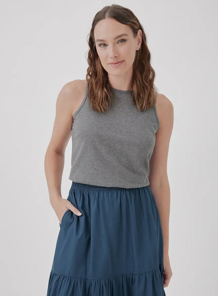Pact Softspun High Neck Tank - Medium Grey Heather