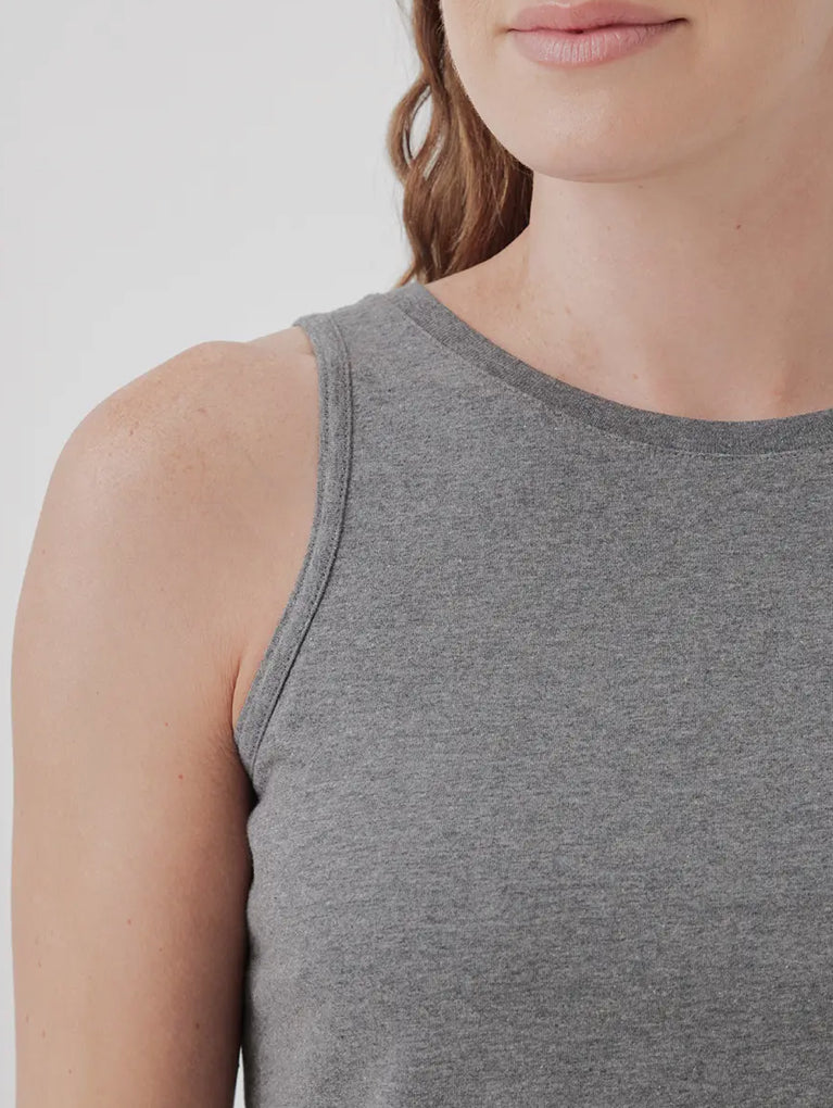 Pact Softspun High Neck Tank - Medium Grey Heather