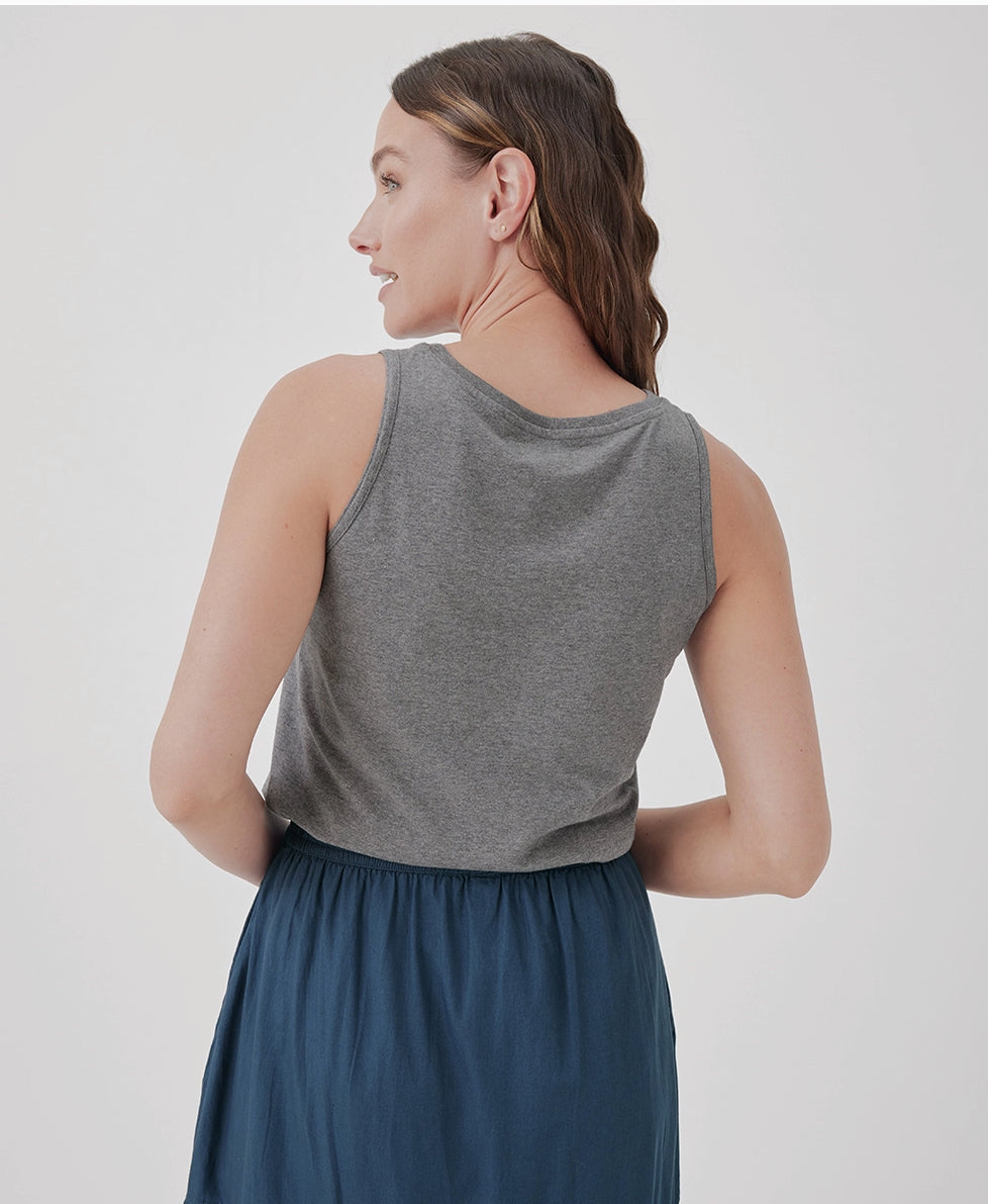 Pact Softspun High Neck Tank - Medium Grey Heather