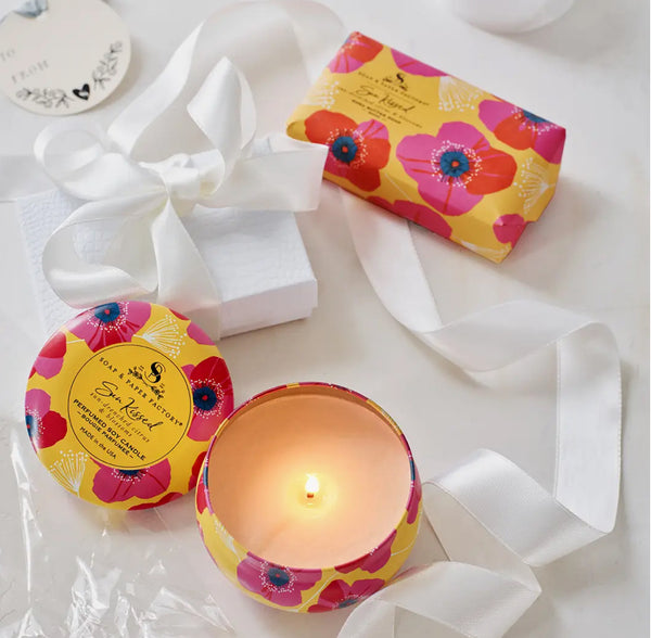 Soap & Paper Factory Sun Kissed Tin Candle & Soap Gift Set