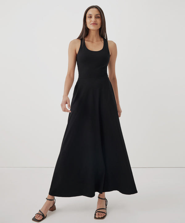 Pact Fit & Flare Open Back Maxi Dress - Black