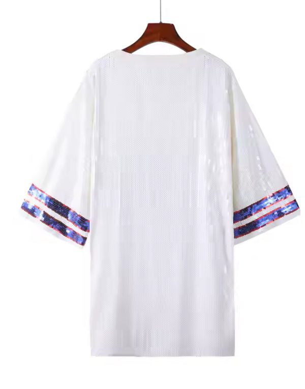 Bills Sequin Jersey Shirt / Mini Dress