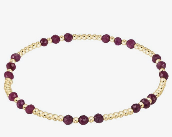 Enewton Gemstone Gold Joy Pattern 3mm Bead Bracelet - Ruby