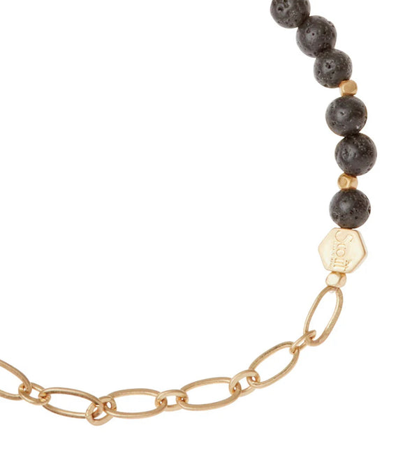 Scout Mini Stone w/Chain Stacking Bracelet - Lava/Gold