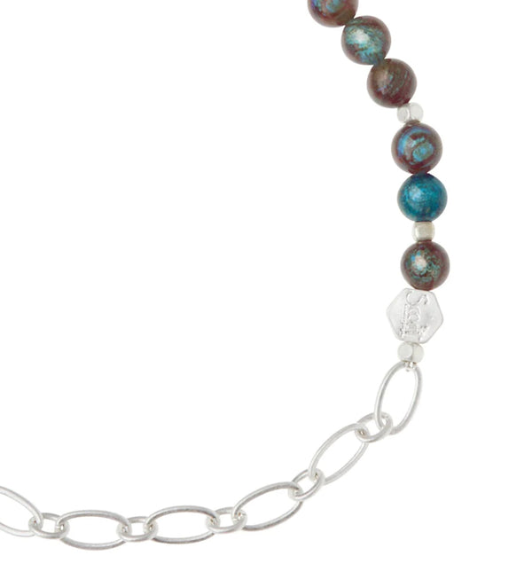 Scout Mini Stone w/Chain Stacking Bracelet - Blue Sky Jasper/Silver