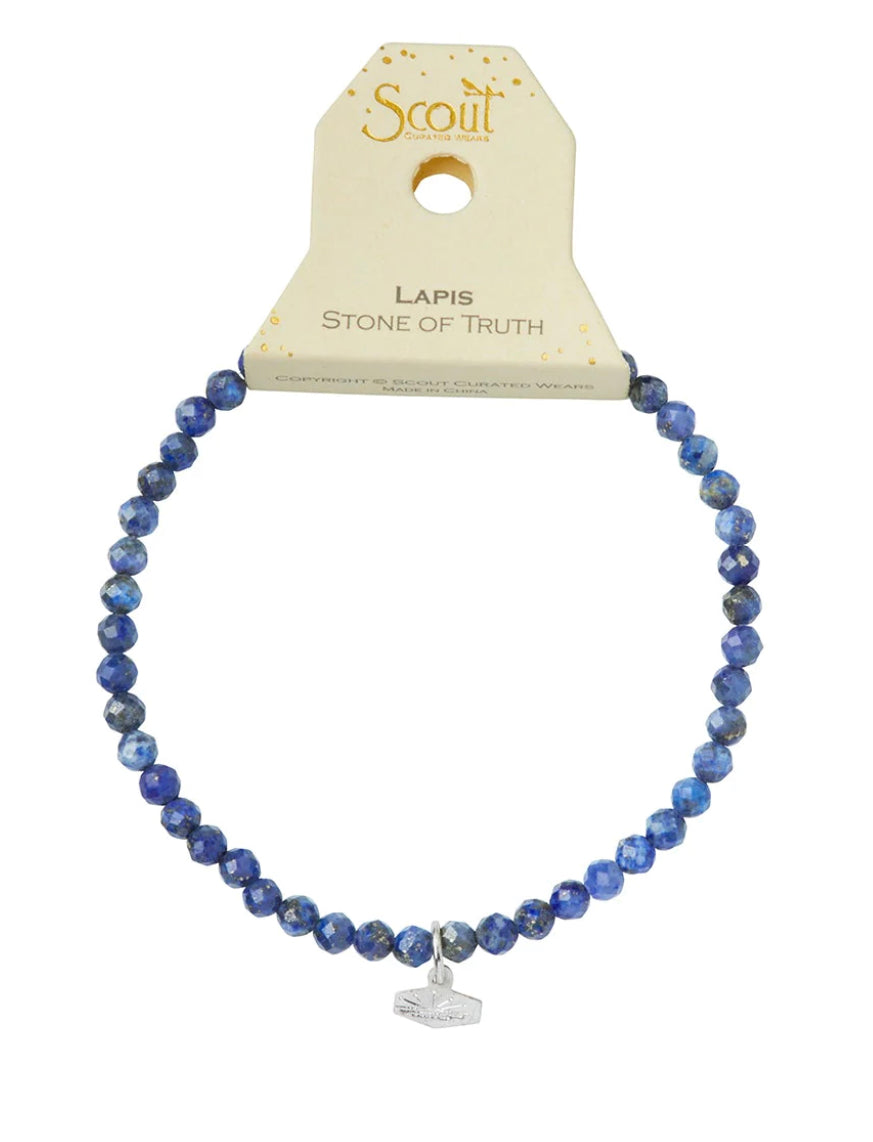 Scout Mini Faceted Stone Stacking Bracelet - Lapis/Silver