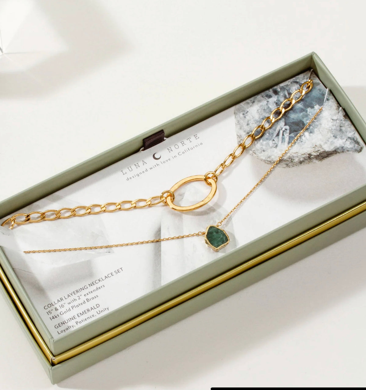Luna Norte Rendezvous Necklace Set- Emerald