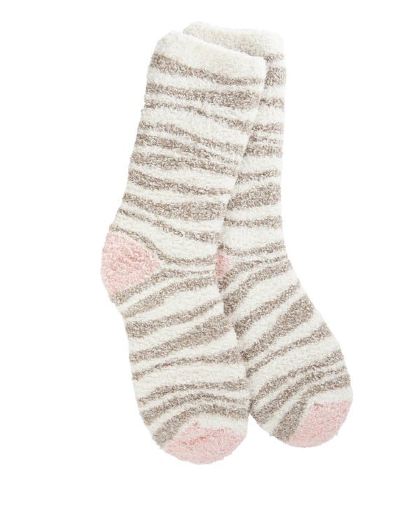 World’s Softest Socks Holiday Knit Pickin' Fireside Crew - Neutral Zebra