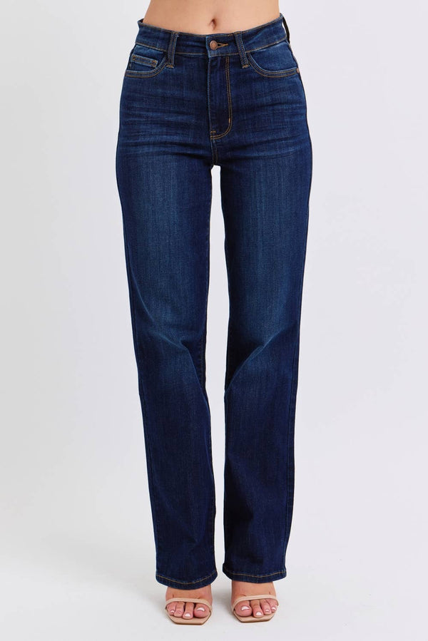 Dark blue jeans on a white background