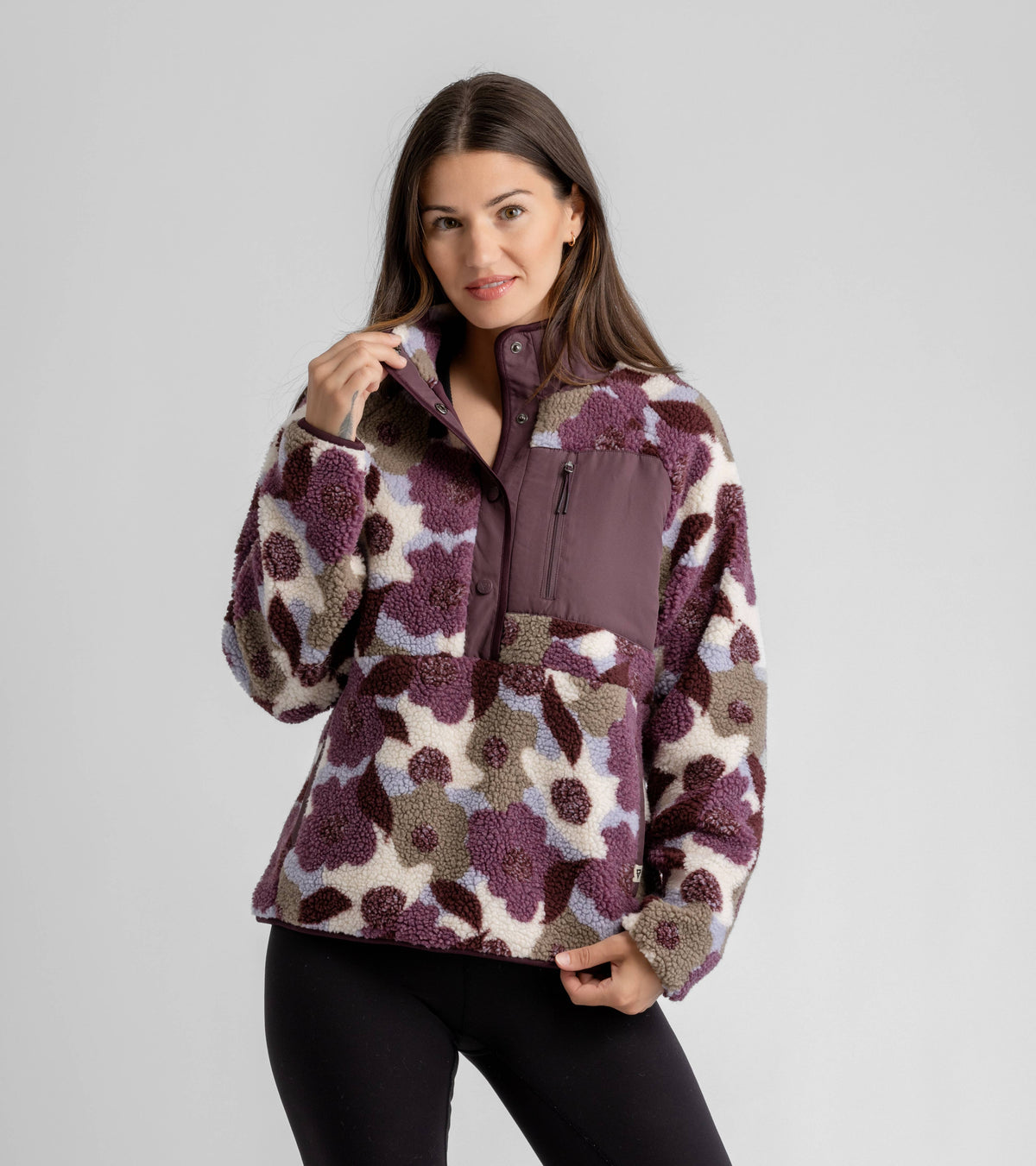 LIV Outdoor Tara Jersey Lined Snap-Up Pullover - Sassafras Floral