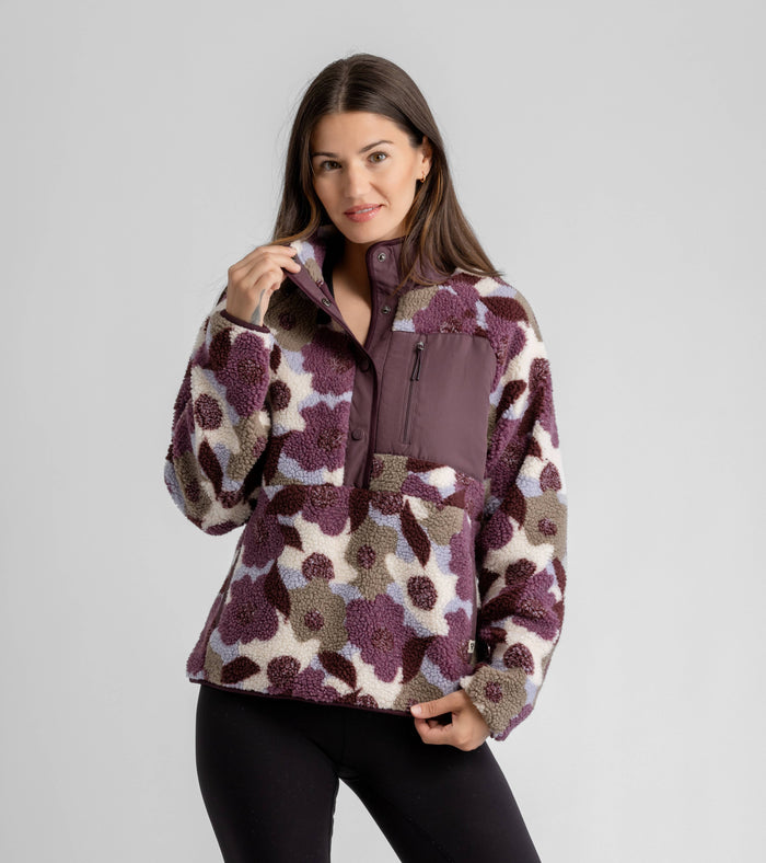 LIV Outdoor Tara Jersey Lined Snap-Up Pullover - Sassafras Floral