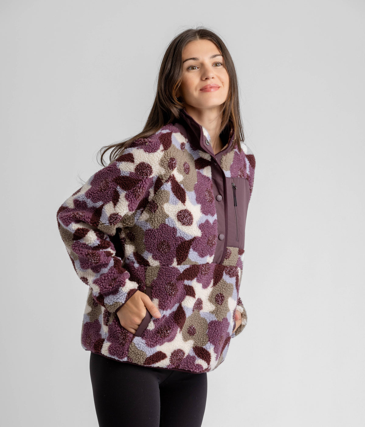 LIV Outdoor Tara Jersey Lined Snap-Up Pullover - Sassafras Floral