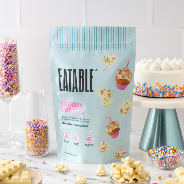 Birthday Cake Pops  - White Chocolate Rainbow Popcorn