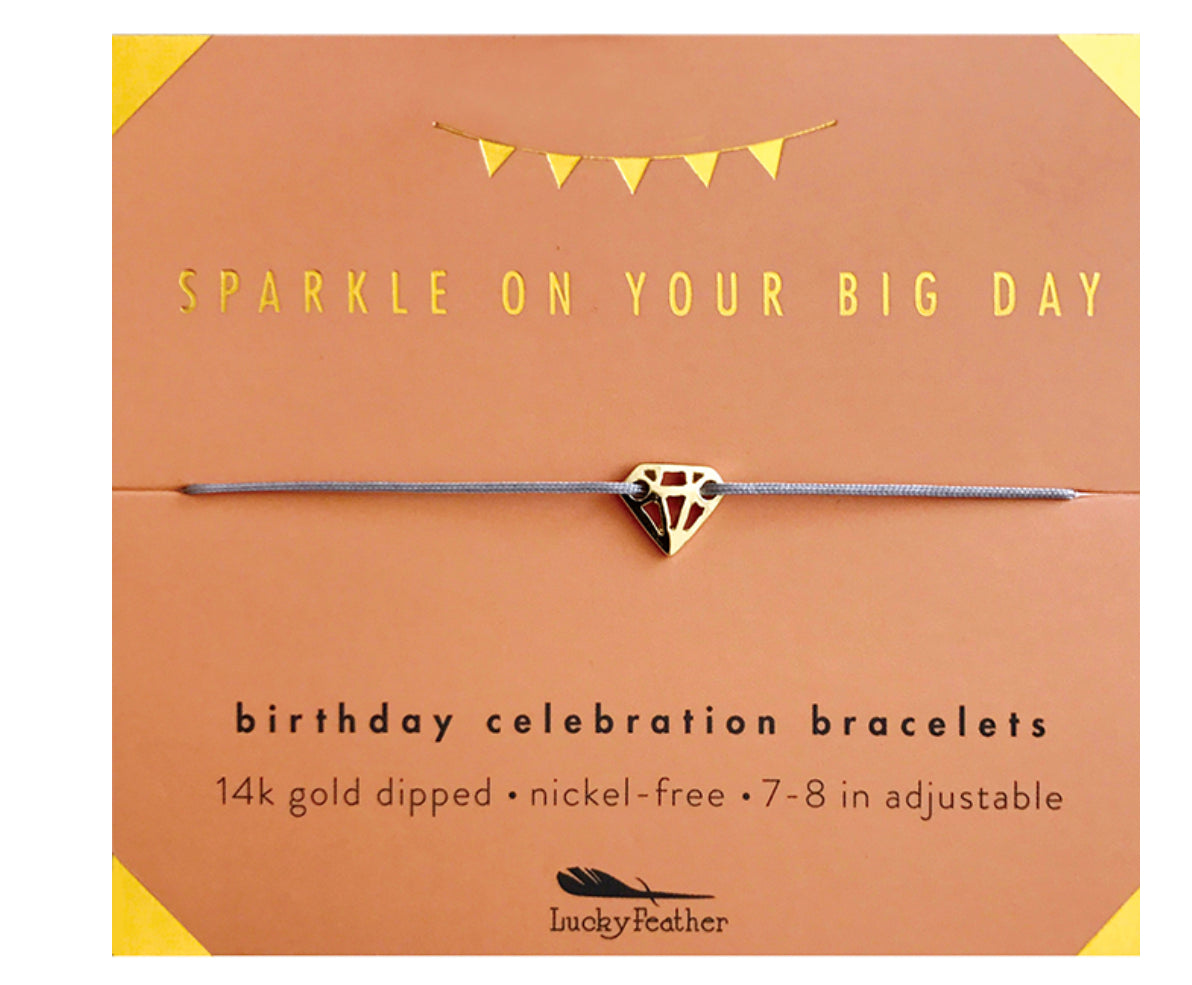 Lucky Feather Birthday Celebration Bracelet - Sparkly Birthday