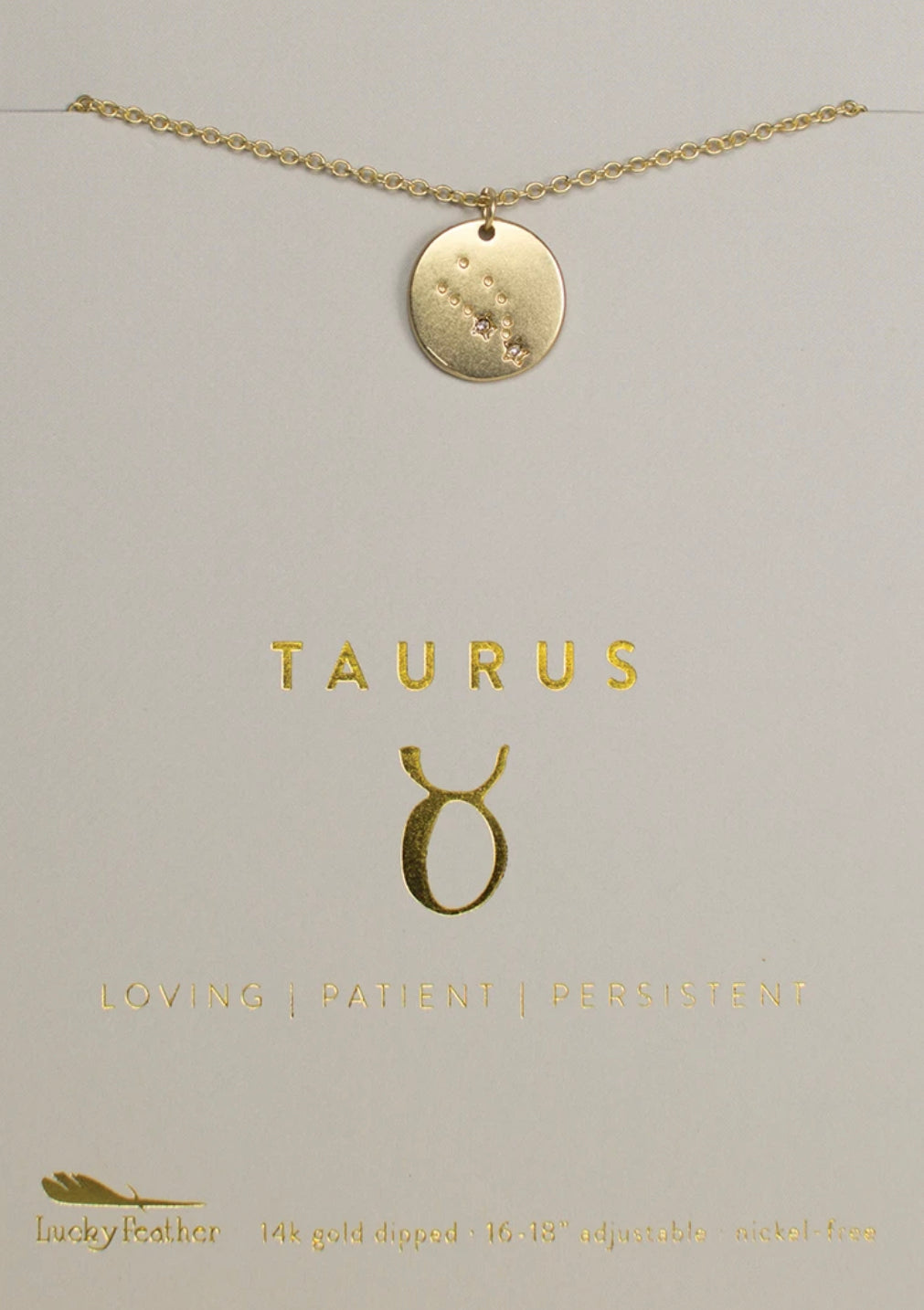 Lucky Feather Zodiac Necklace - Taurus