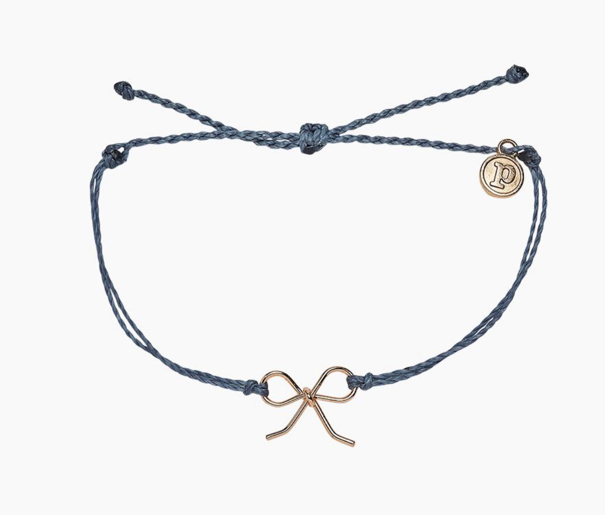 Pura Vida Rose Gold Bow Charm Bracelet In Cobalt