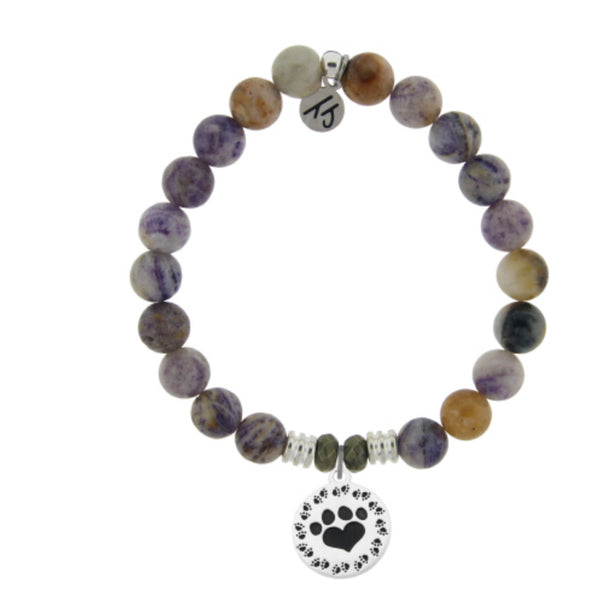 T. Jazelle Sage Amethyst Agate Paw Print Bracelet