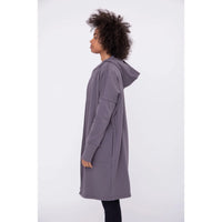 Longline Hooded Fleece Lined Cardigan - Deep Purple