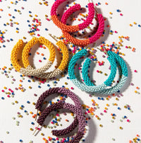 Ink + Alloy Teal Mint Color Block Small Seed Bead Hoop Earrings