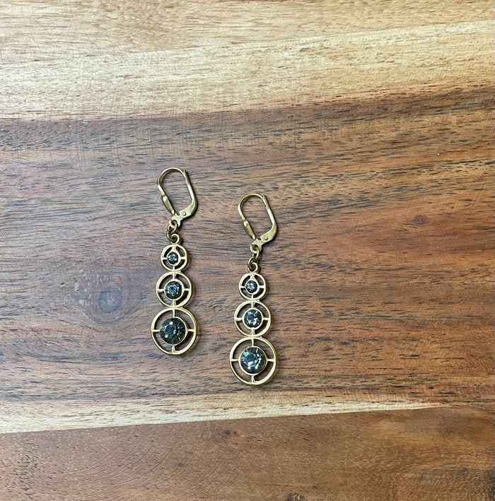 La Vie Parisienne By Catherine Popesco Triple Graphite Crystal Earrings