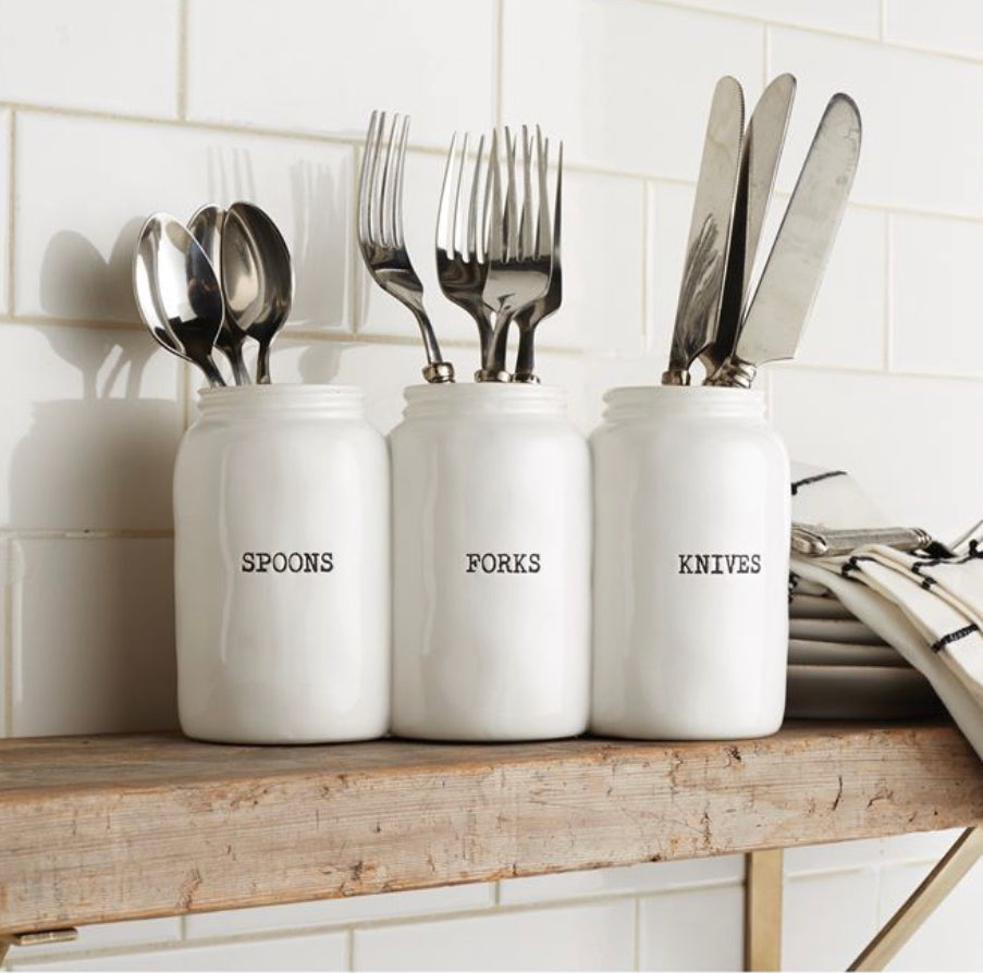 Mud Pie Circa Triple Ceramic Utensil Holder