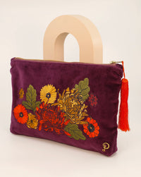 Vintage Flora Velvet Zip Pouch