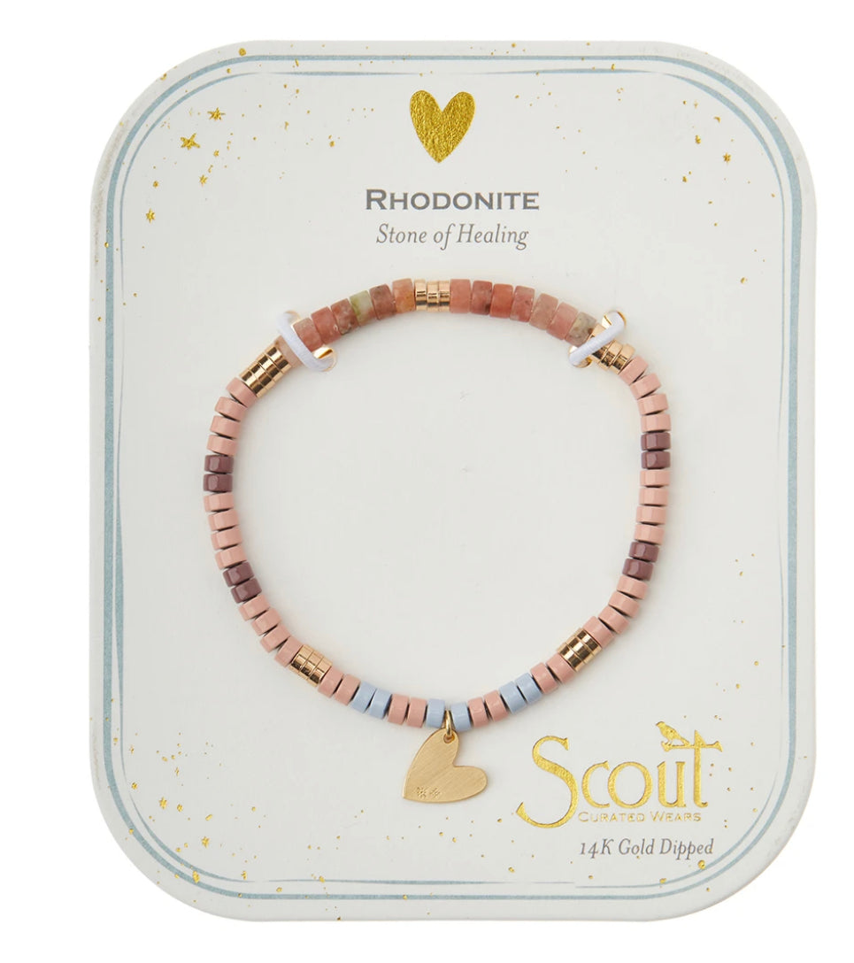 Scout Stone Intention Bracelet - Rhodonite / Gold