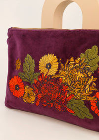 Vintage Flora Velvet Zip Pouch