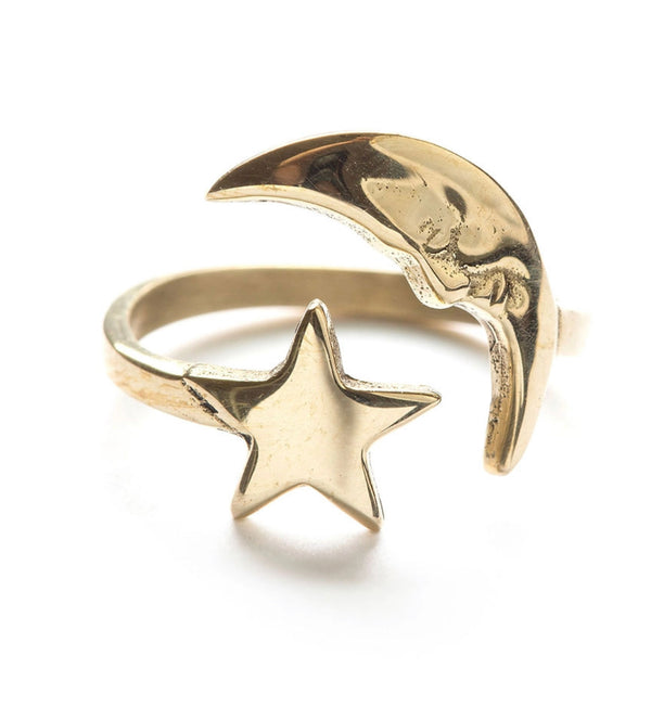 Amano Studio Crescent Moon & Star Ring