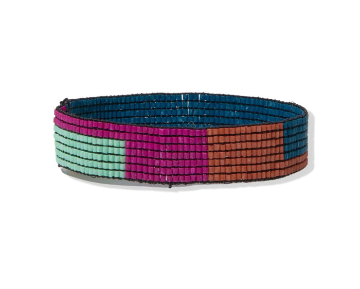 Ink + Alloy Peacock Color Block Small Luxe Stretch Bracelet