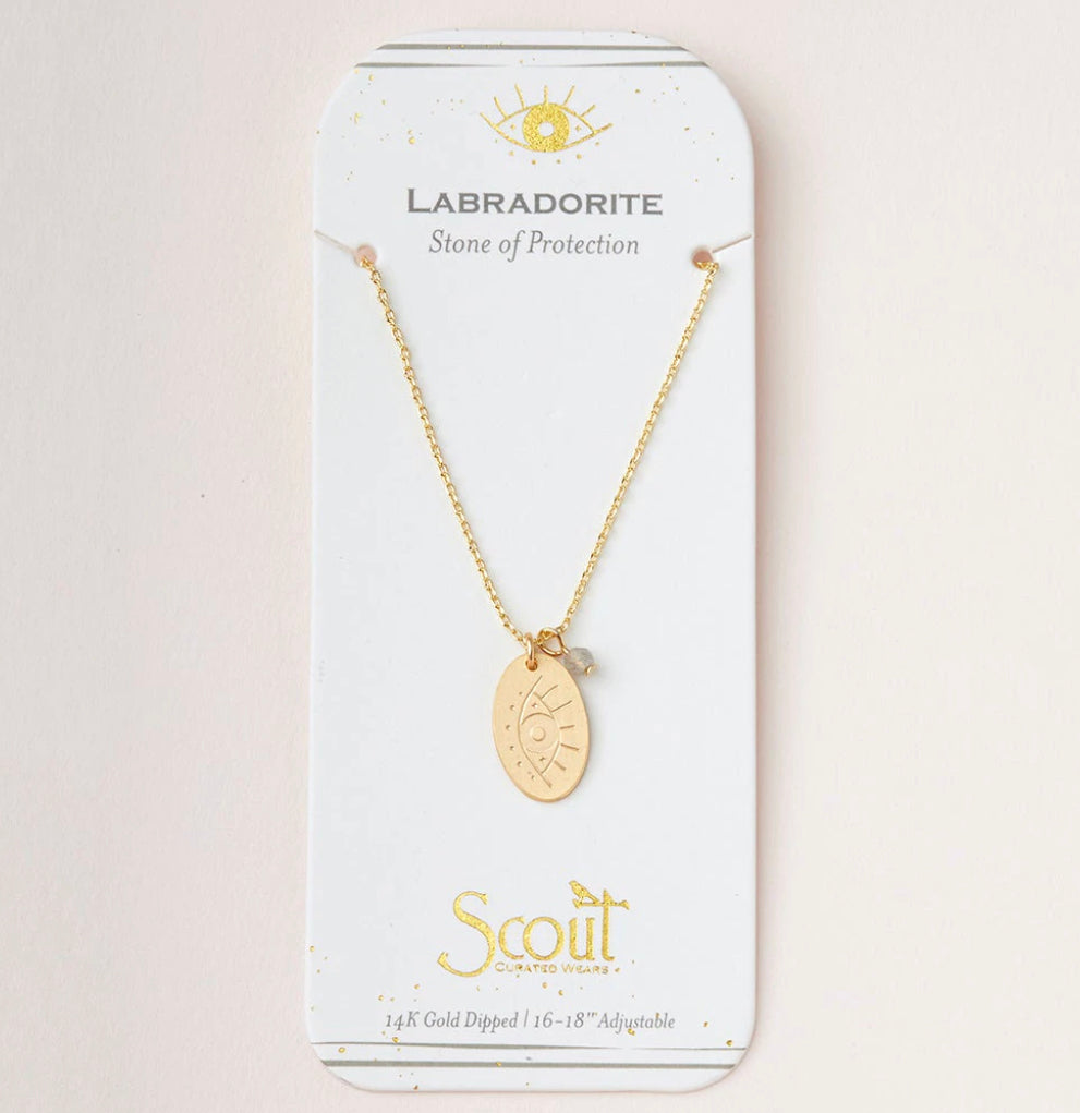 Scout Stone Intention Charm Necklace - Labradorite Stone Of Protection