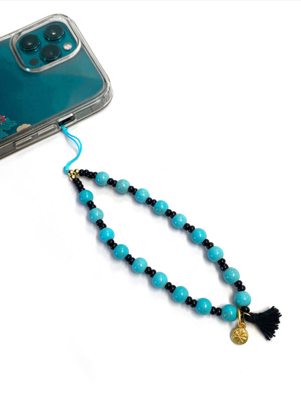 All In The Wrist Phone Strap - Turquoise & Black