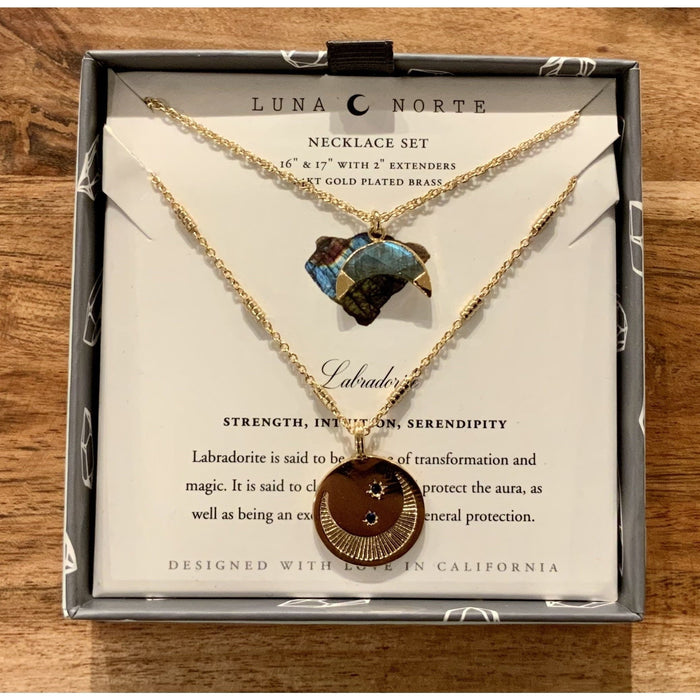 Luna Norte Labradorite Crescent Moon Necklace Set