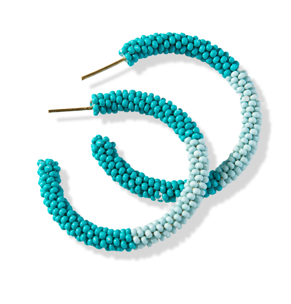 Ink + Alloy Port Turquoise Light Blue Color Block Small Hoop Earrings