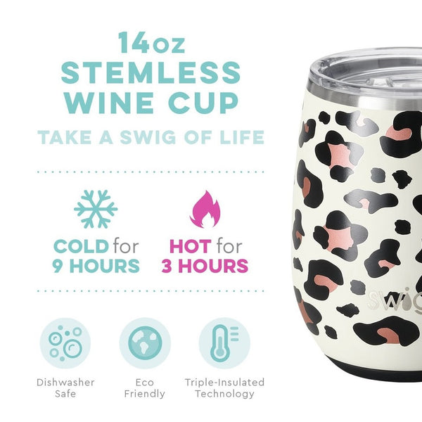 Swig Life 14 oz Luxy Leopard Stemless Wine Cup - The Boutique at Fresh