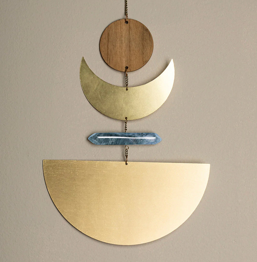 Scout Moonrise Wall Hanging - Brass/Labradorite/Wood