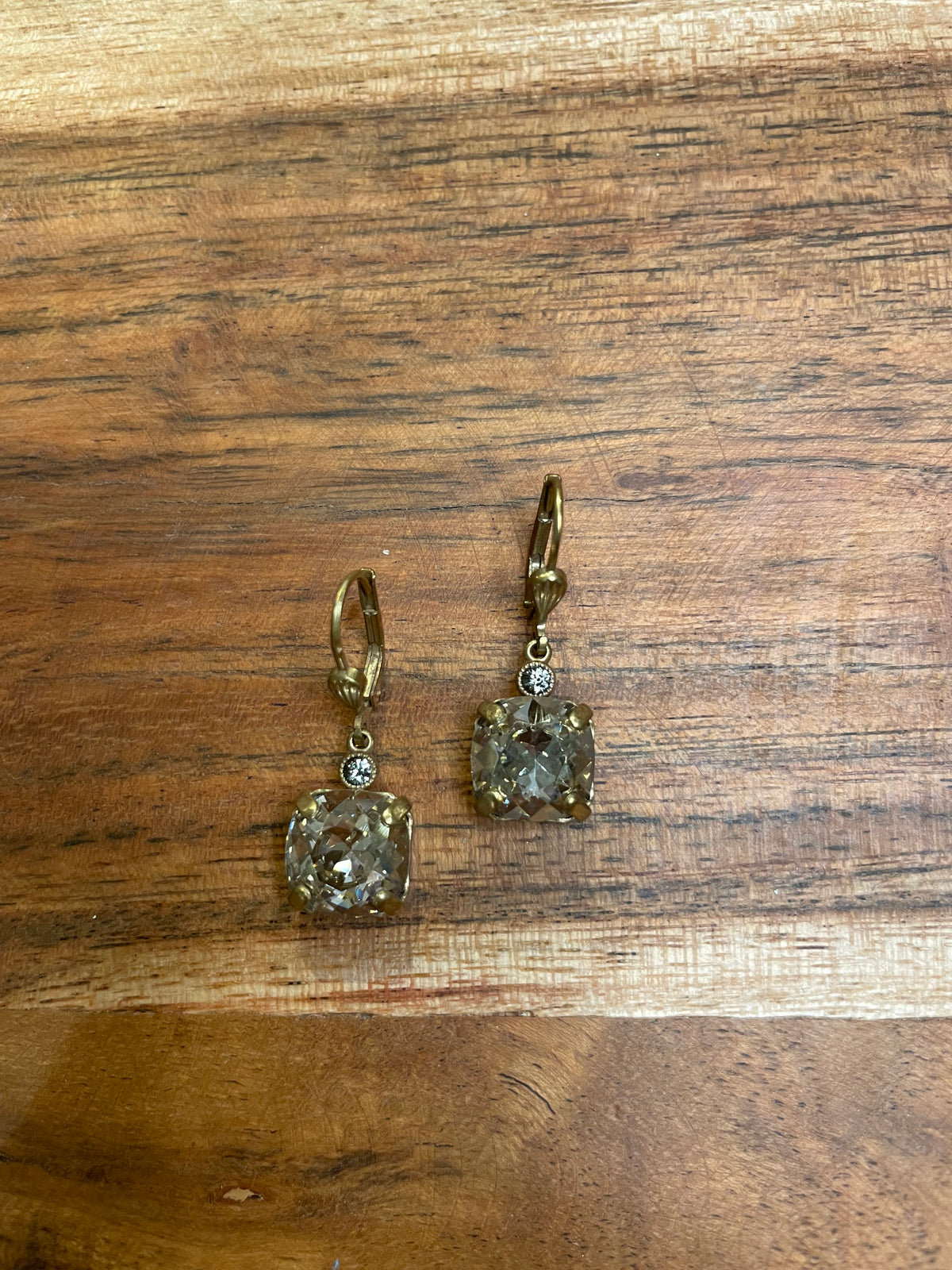 La Vie Parisienne By Catherine Popesco Square Cut Champagne Crystal Earrings