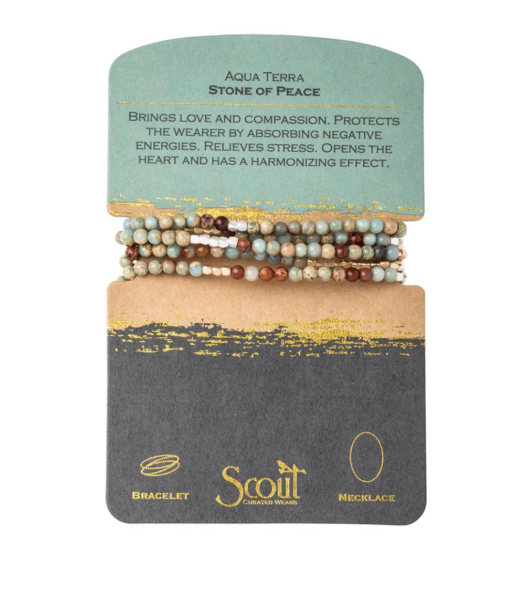 Scout Stone Wrap Bracelet / Necklace Aqua Terra Stone Of Peace