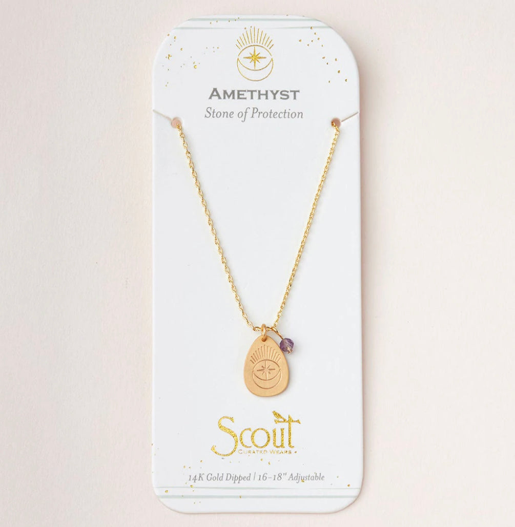 Scout Stone Intention Charm Necklace - Amethyst Stone Of Protection